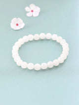 Natural White Moonstone Gemstone Bead Stretch Bracelet