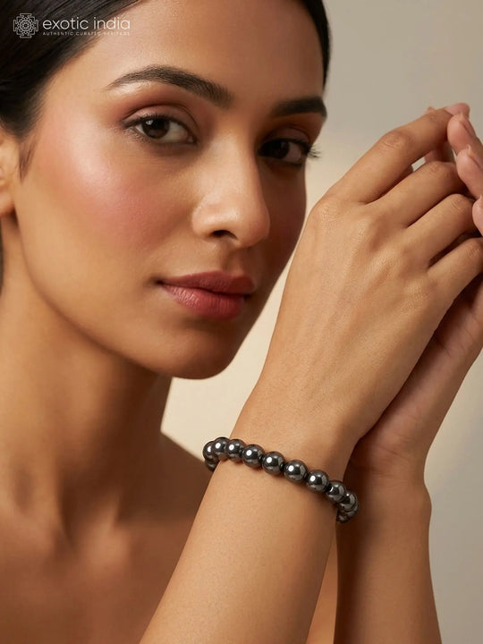 Hematite Gemstone Bead Stretch Bracelet for Emotional Balance