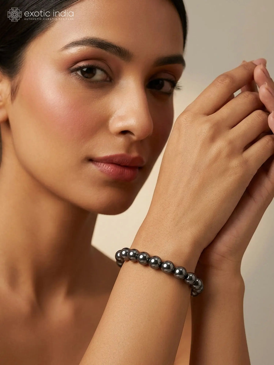 Hematite Gemstone Bead Stretch Bracelet for Emotional Balance