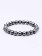 Hematite Gemstone Bead Stretch Bracelet for Emotional Balance