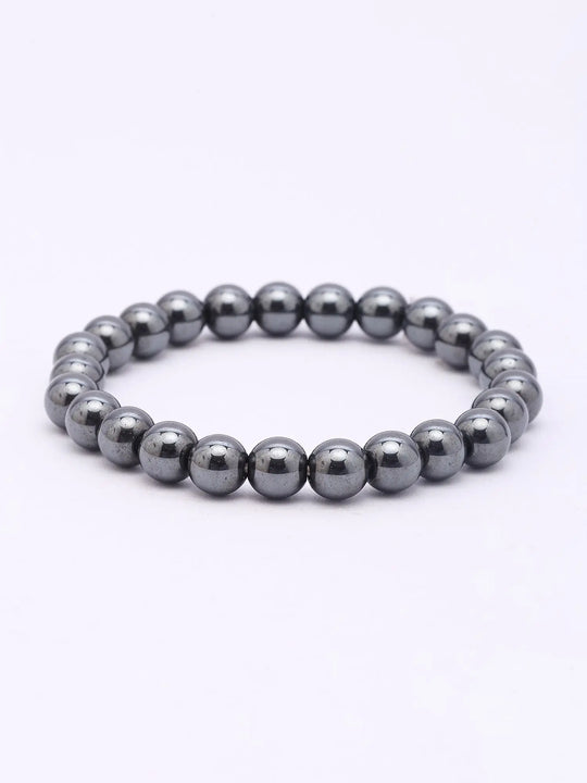 Hematite Gemstone Bead Stretch Bracelet for Emotional Balance
