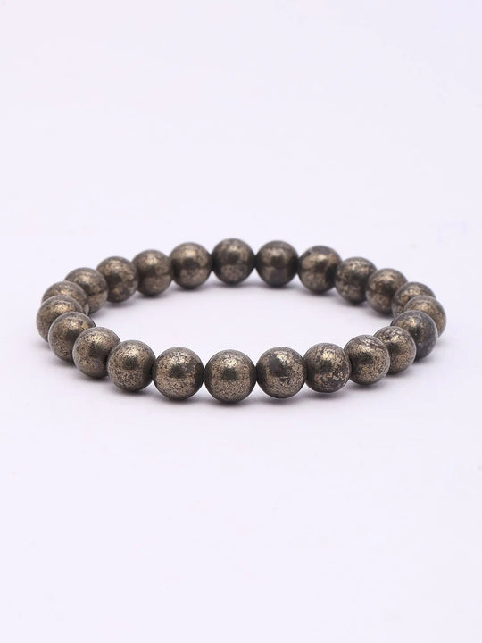 Natural Pyrite Gemstone Bead Stretch Bracelet