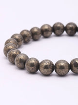 Natural Pyrite Gemstone Bead Stretch Bracelet