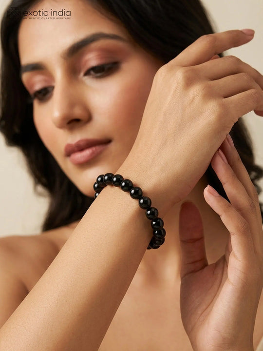 Black Obsidian Gemstone Bead Stretch Bracelet