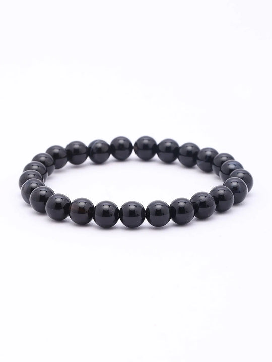 Sulemani Hakik Black Agate Bead Bracelet for Focus and Courage