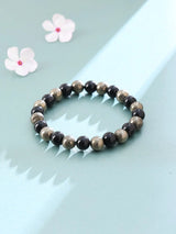 Black Obsidian and Pyrite Gemstone Bead Stretch Bracelet