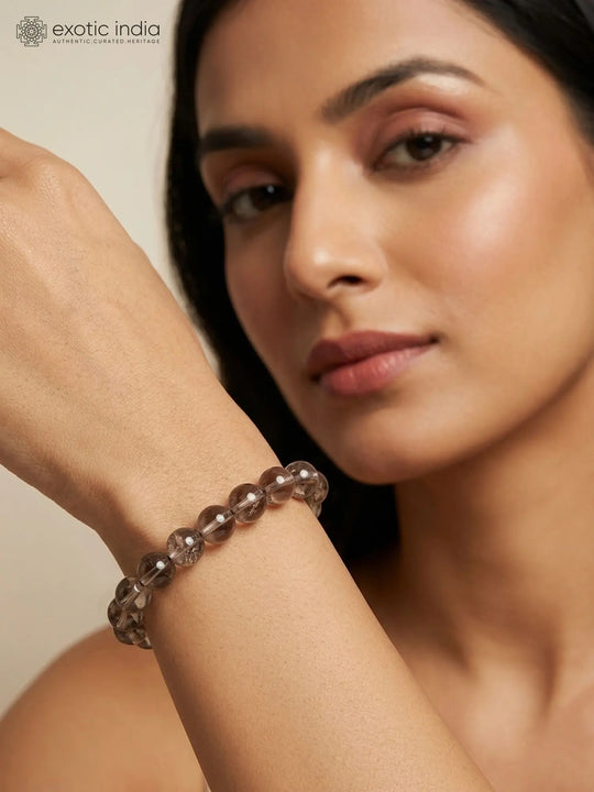 Smoky Quartz Gemstone Bead Stretch Bracelet