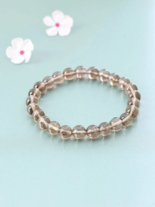 Smoky Quartz Gemstone Bead Stretch Bracelet