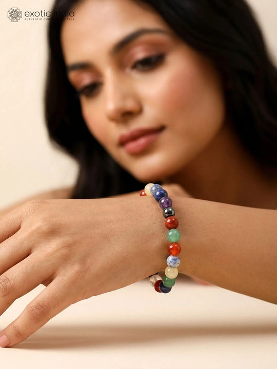 Seven Chakra Gemstone Bead Stretch Bracelet