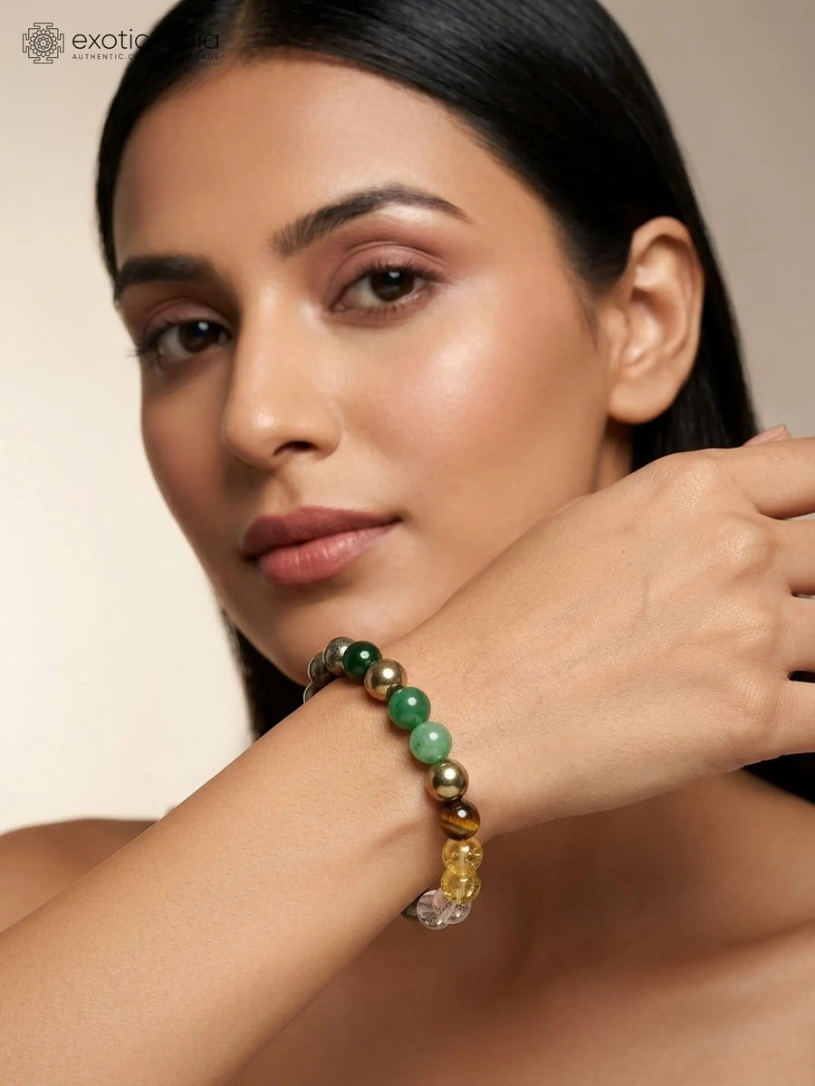 Dhanyog Crystal Bead Stretch Bracelet for Prosperity
