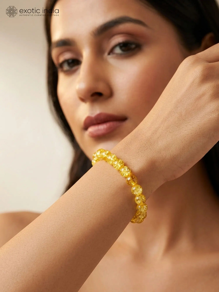 Certified Yellow Citrine Gemstone Bead Bracelet