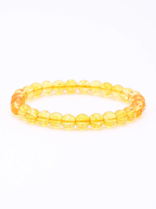 Certified Yellow Citrine Gemstone Bead Bracelet