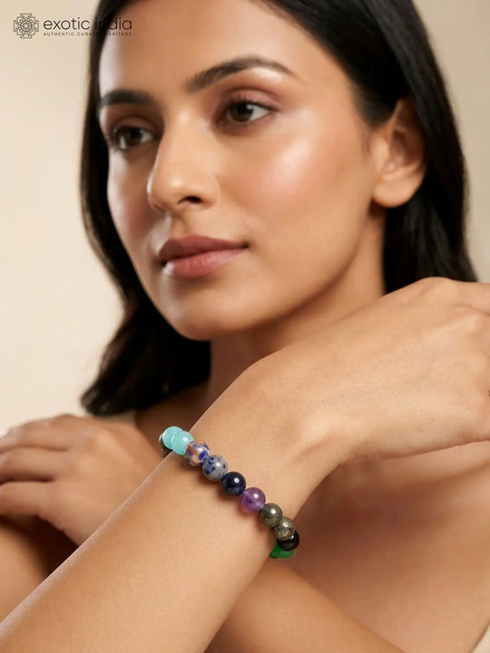 Pisces Zodiac Multi Gemstone Bead Stretch Bracelet