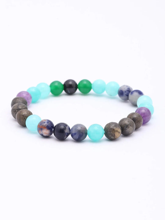 Pisces Zodiac Multi Gemstone Bead Stretch Bracelet