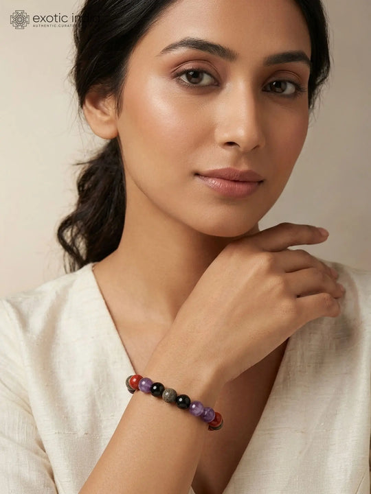 Aquarius Zodiac Multistone Gemstone Bead Stretch Bracelet