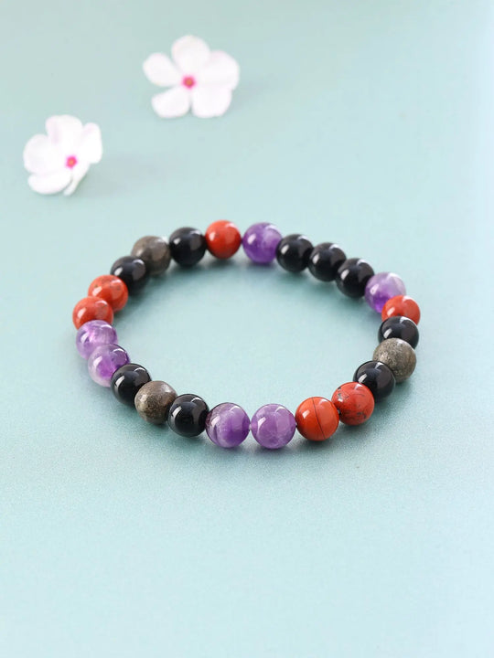 Aquarius Zodiac Multistone Gemstone Bead Stretch Bracelet
