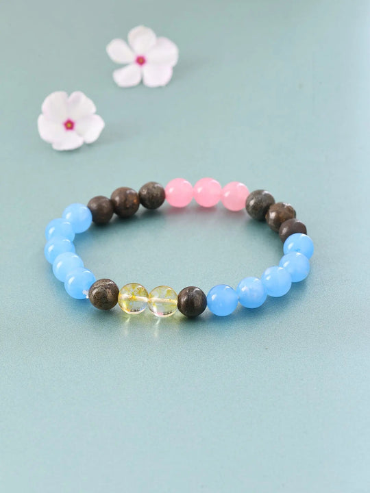 Gemini Zodiac Multi Gemstone Stretch Bracelet for Good Fortune