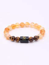 Pisces Zodiac Tiger's Eye and Golden Healer Quartz Stretch Bracelet
