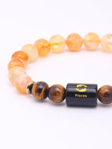 Pisces Zodiac Tiger's Eye and Golden Healer Quartz Stretch Bracelet