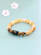 Pisces Zodiac Tiger's Eye and Golden Healer Quartz Stretch Bracelet