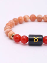 Taurus Zodiac Sunstone and Carnelian Stretch Bracelet