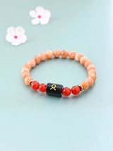 Taurus Zodiac Sunstone and Carnelian Stretch Bracelet
