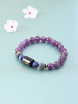 Aquarius Zodiac Amethyst and Lapis Lazuli Stretch Bracelet