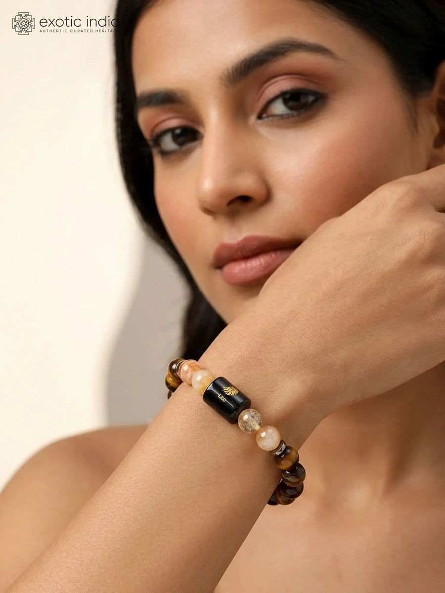 Leo Zodiac Tiger's Eye and Golden Healer Quartz Stretch Bracelet