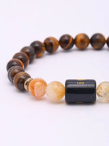 Leo Zodiac Tiger's Eye and Golden Healer Quartz Stretch Bracelet