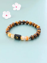 Leo Zodiac Tiger's Eye and Golden Healer Quartz Stretch Bracelet