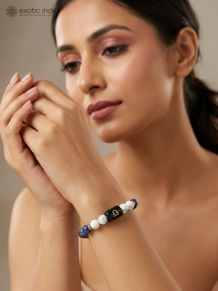 Libra Zodiac Lapis Lazuli and Howlite Stretch Bracelet