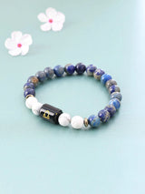 Libra Zodiac Lapis Lazuli and Howlite Stretch Bracelet