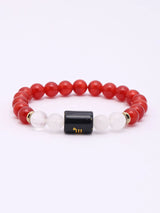 Carnelian and Milky Quartz Gemstone Stretch Bracelet