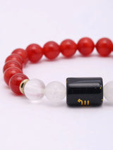 Carnelian and Milky Quartz Gemstone Stretch Bracelet
