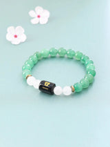 Gemini Zodiac Green Aventurine and Milky Quartz Beaded Bracelet