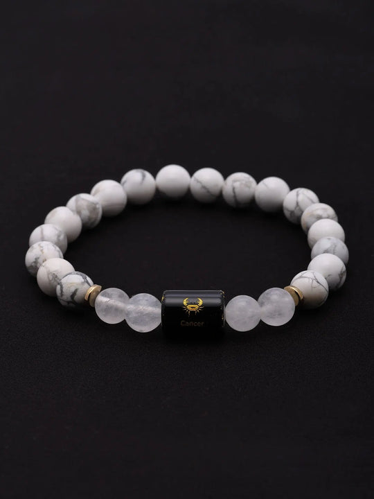 Howlite and Milky Quartz Gemstone Bead Stretch Bracelet