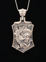 Lord Krishna Antique Finish Sterling Silver Pendant
