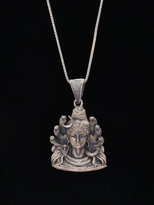 Adiyogi Shiva Antique Finish Sterling Silver Pendant