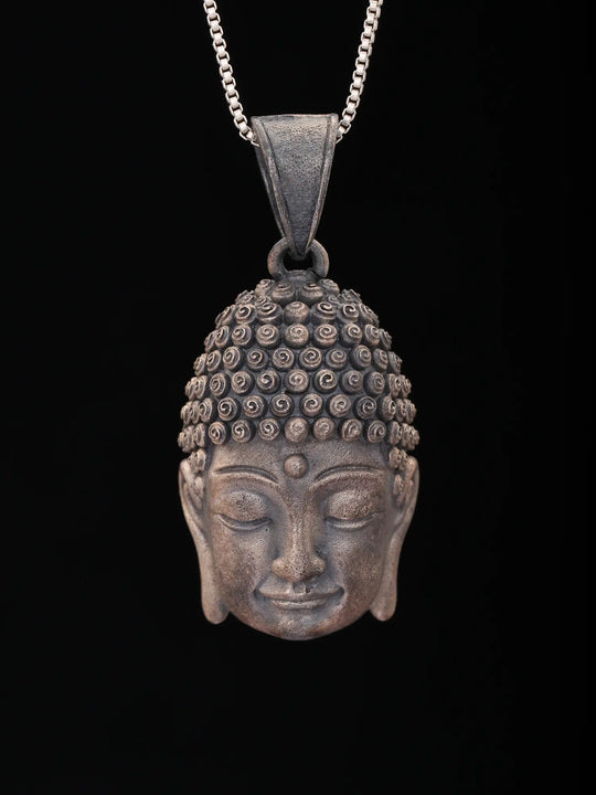 Gautam Buddha Antique Finish Sterling Silver Pendant
