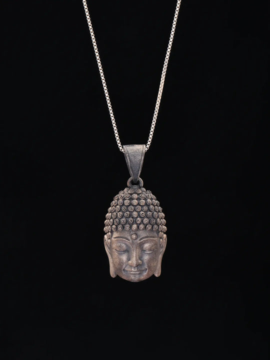 Gautam Buddha Antique Finish Sterling Silver Pendant