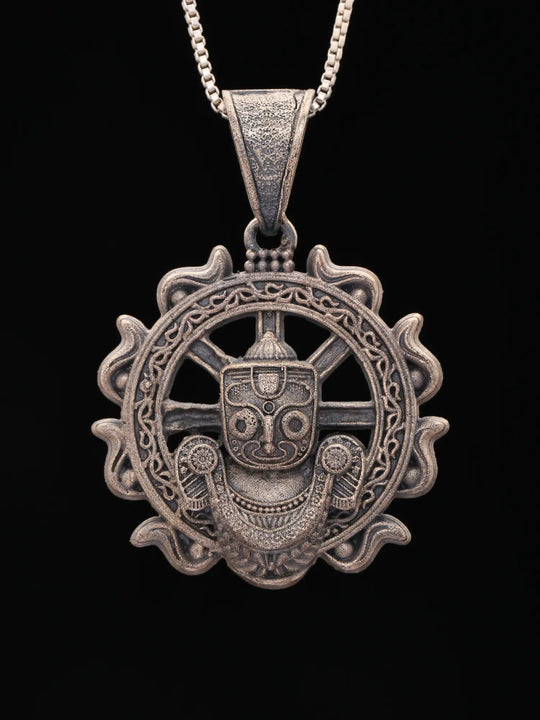 Lord Jagannath Nilachakra Antique Sterling Silver Pendant