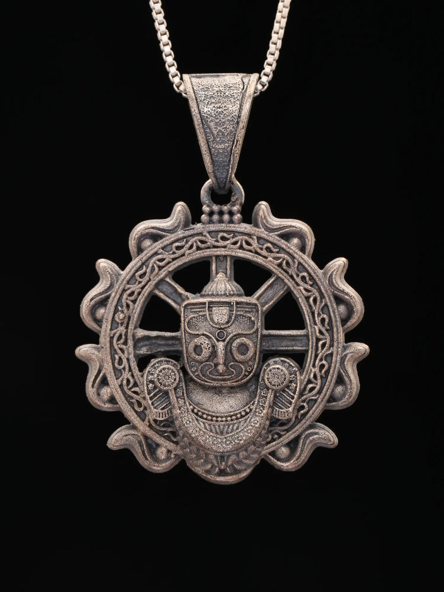 Lord Jagannath Nilachakra Antique Sterling Silver Pendant
