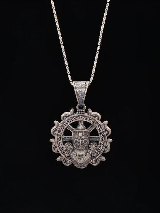 Lord Jagannath Nilachakra Antique Sterling Silver Pendant