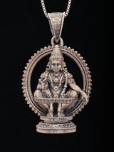 Antique Finish Lord Ayyappa Sterling Silver Pendant