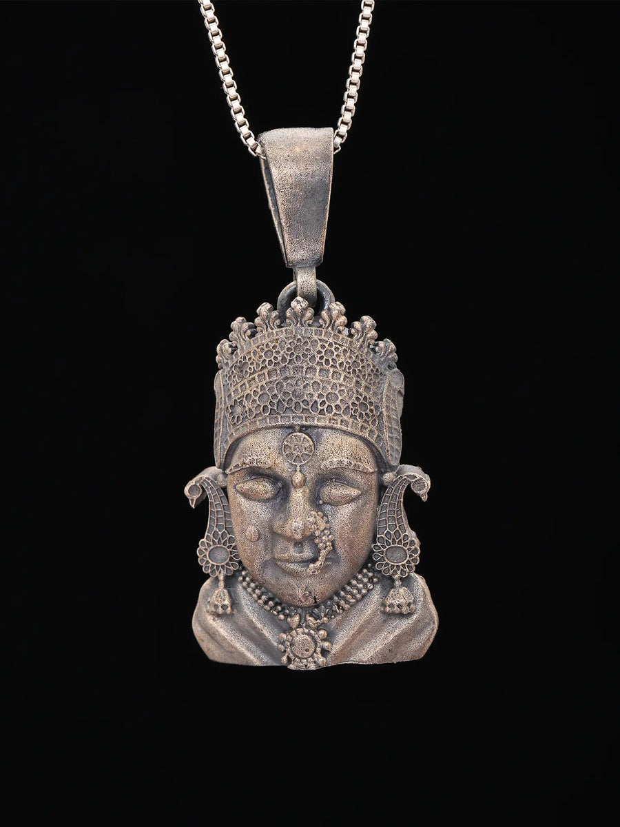Goddess Tulja Bhawani Antique Sterling Silver Pendant