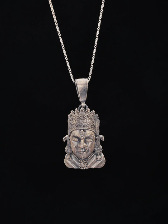 Goddess Tulja Bhawani Antique Sterling Silver Pendant