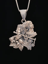Radha Krishna Antique Finish Sterling Silver Pendant