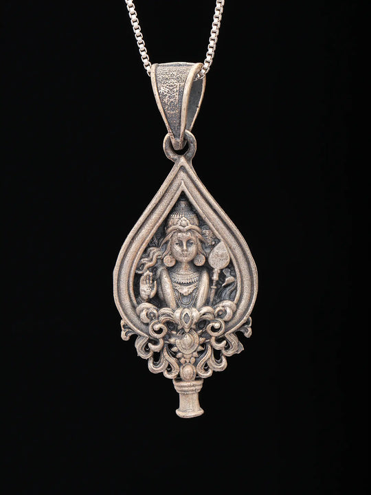 Lord Murugan Antique Finish Sterling Silver Pendant