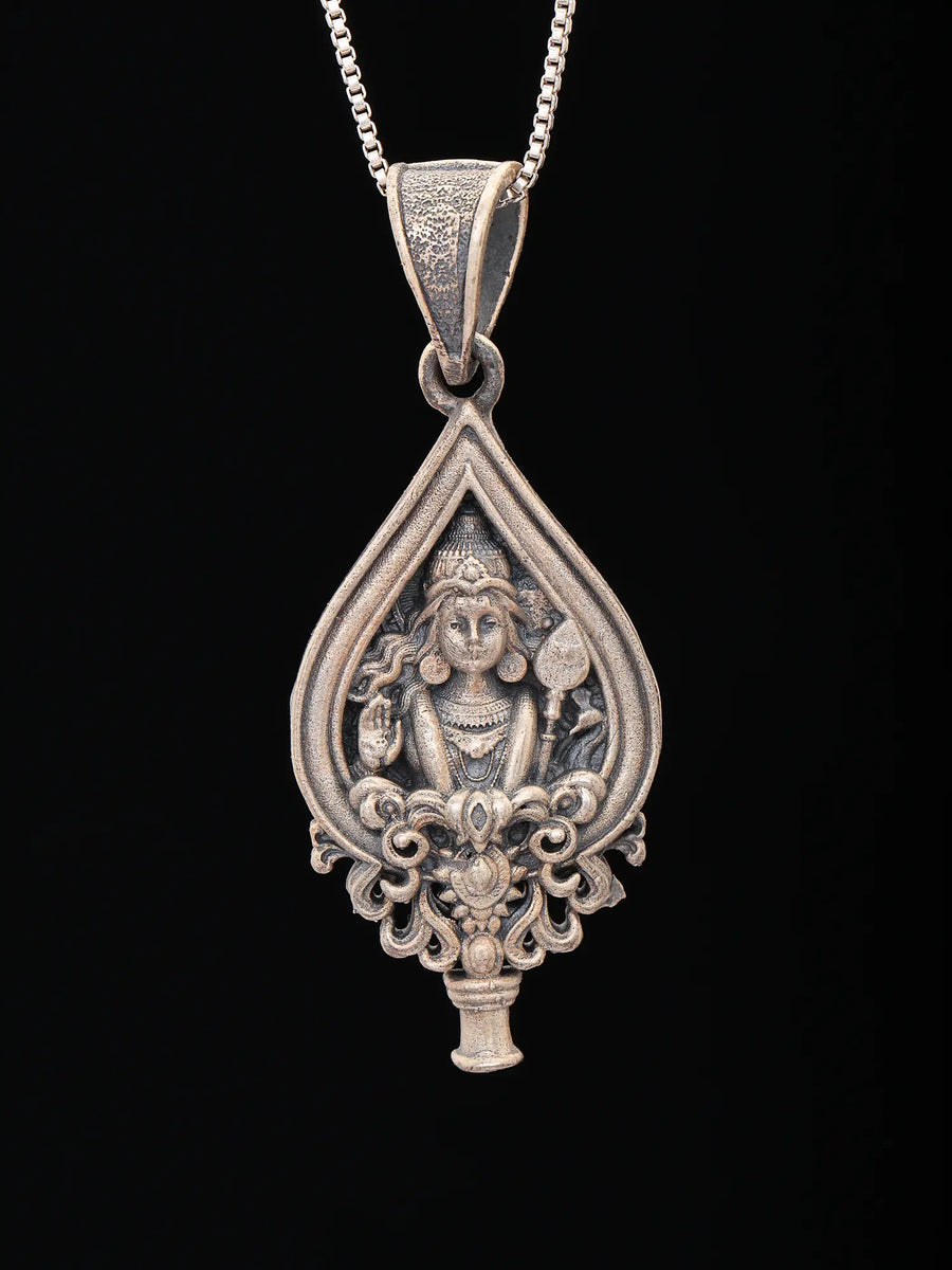 Lord Murugan Antique Finish Sterling Silver Pendant