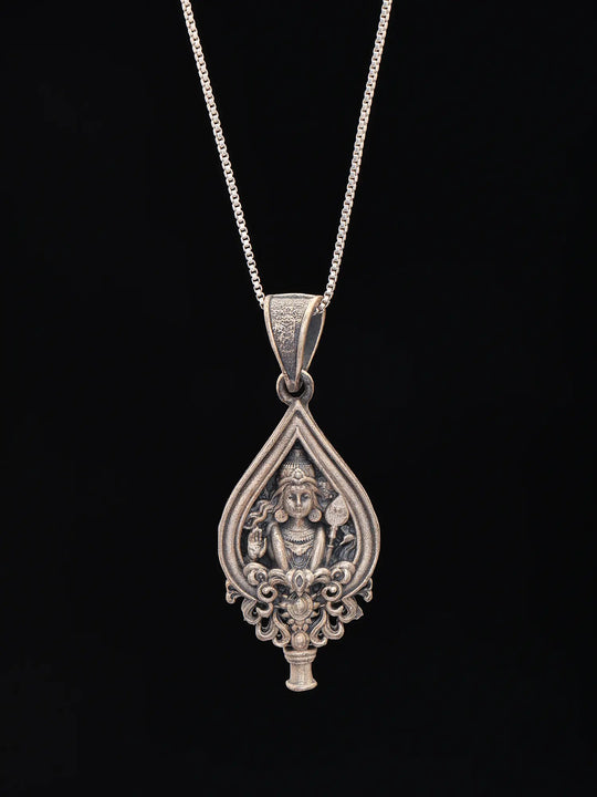 Lord Murugan Antique Finish Sterling Silver Pendant